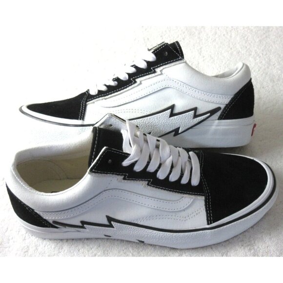 Vans Other - Vans Men's Old Skool Bolt 2 Tone Black True White Canvas Suede Shoes Sizes NIB